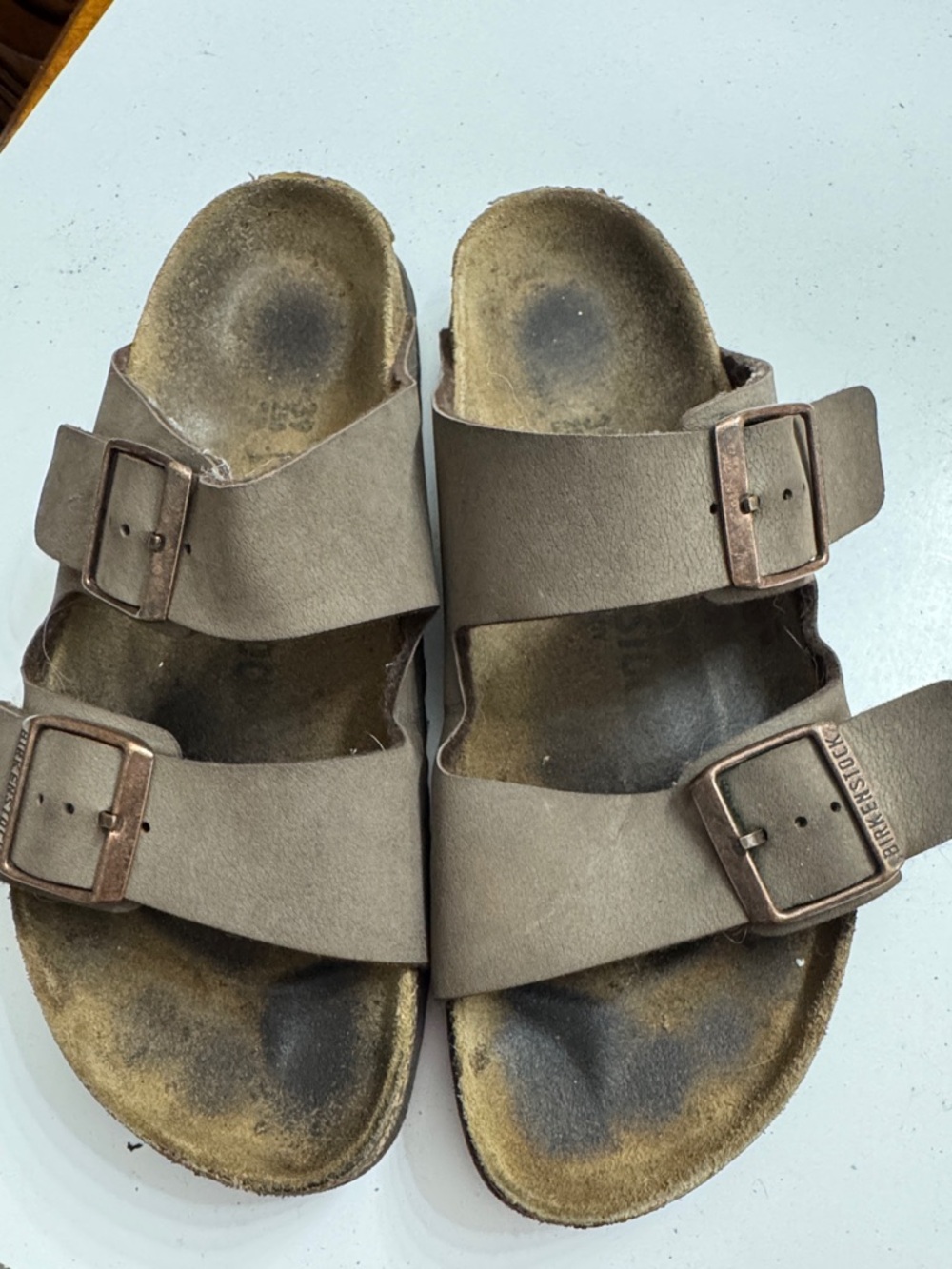 Men's Double Buckle Suede Slide Slipper size 39 — brown